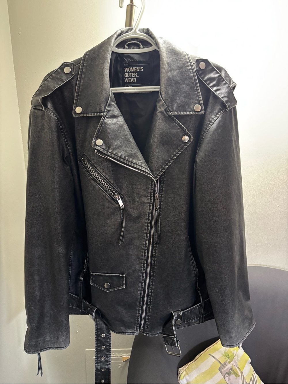 Women's Black Faux Leather Moto Jacket